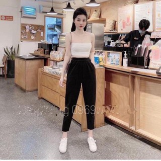 quần baggi dạ hàn chun 2 khuy gấu