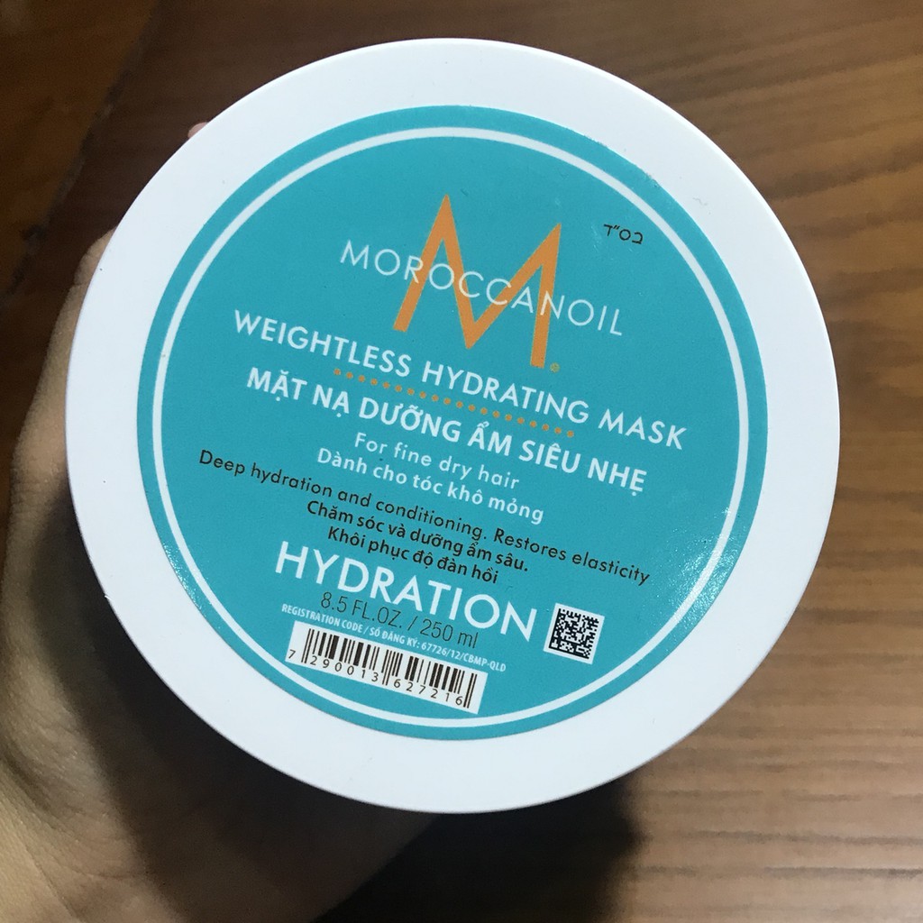 🌼 Chính hãng 🌺 Mặt nạ dưỡng ẩm siêu nhẹ Moroccanoil Weightless Hydration Mask 250ml ( vành trắng)