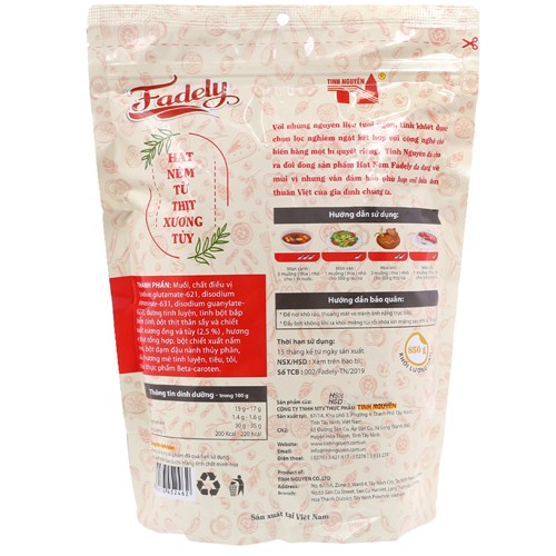 Hạt Nêm Fadely Vị Từ Thịt Và Xương Tủy (850g)