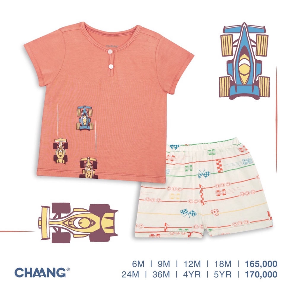 Bộ cộc tay cổ trụ bé trai bé gái hãng Chaang - SS2022