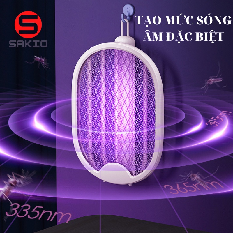 Vợt Muỗi kiêm Đèn Bắt Muỗi SAKIO Pin sạc 14500mah - BH 12 tháng - TABISO