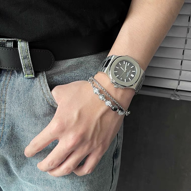 Vòng Tay Chuỗi Hạt Bằng Thép Titan Phong Cách hip hop Thời Trang Cho Nam Và Nữ