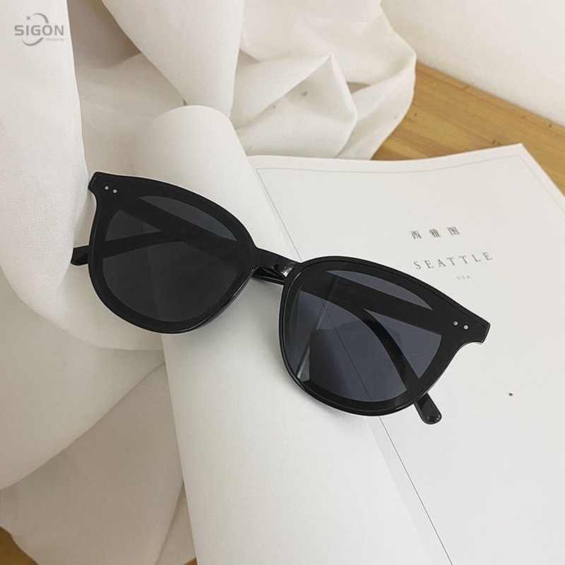 Kính mát gọng đen chống tia cực tím thời trang cho nam nữ