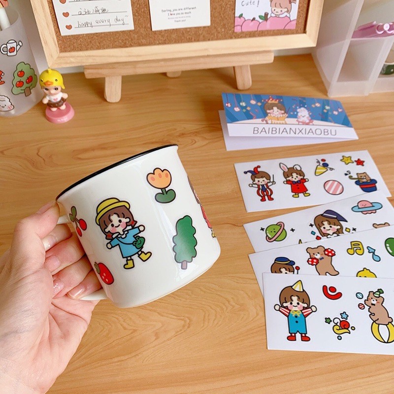 Set 4 miếng sticker trang trí bàn học, bàn làm việc