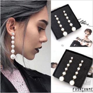 Bông tai dài đính ngọc trai giả thanh lịch