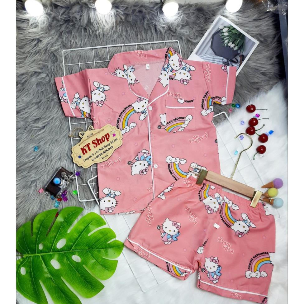 (15-32kg)💖100% vải KATE THÁI XỊN, KHÔNG PHA COTTON 💖Bộ Pijama cộc tay trẻ em 💖may viền tỉ mỉ cho bé trai, bé gái *