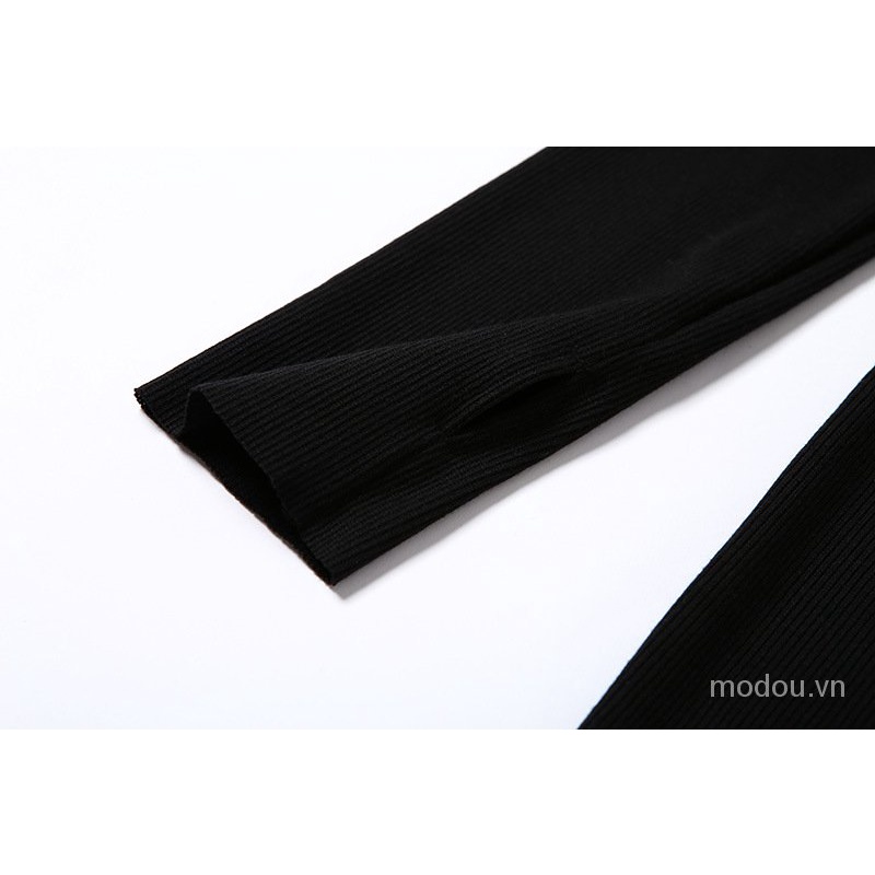 Đầm ôm body tay dài phối khóa kéo thời trang cho nữ