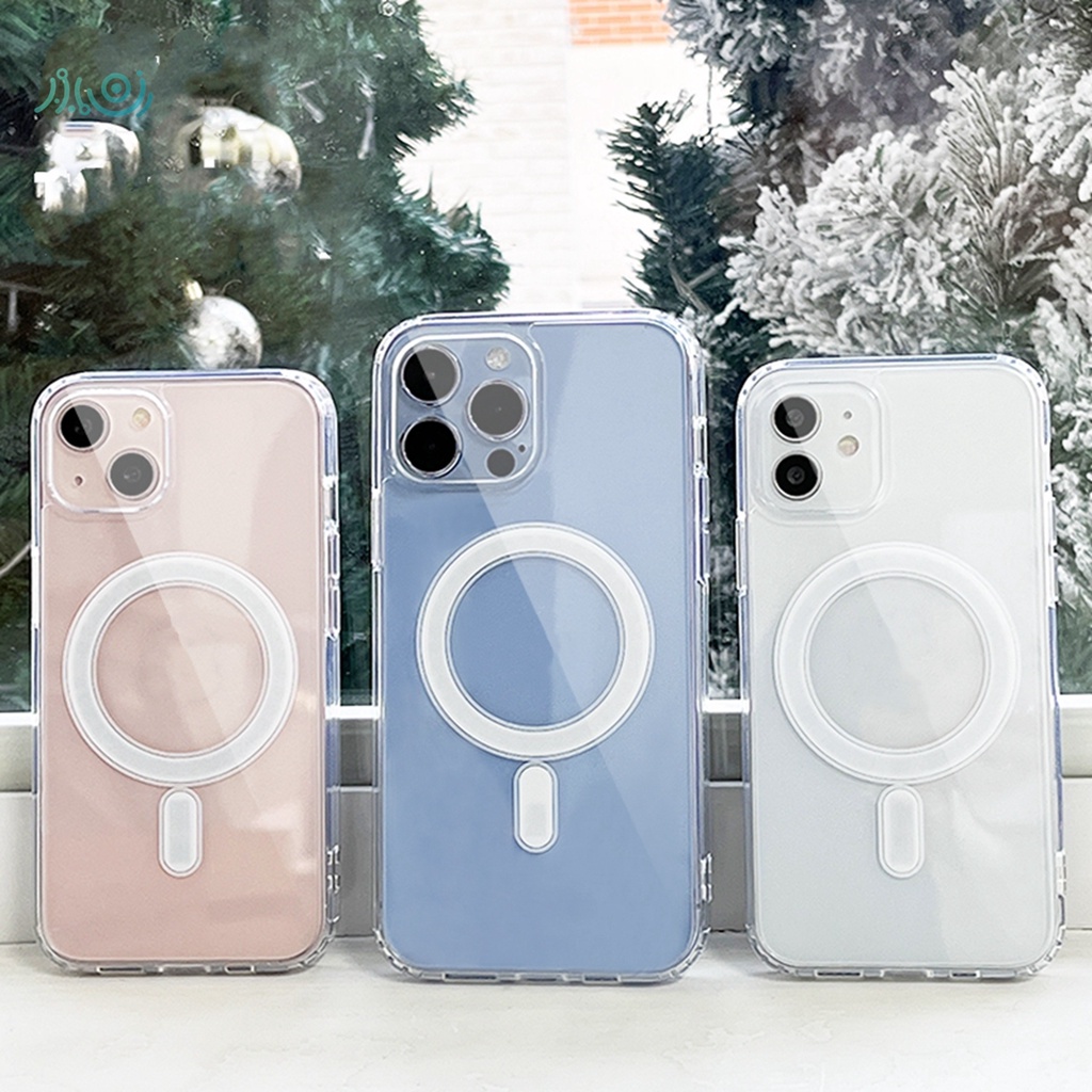 Ốp Điện Thoại Trong Suốt Từ Tính Kèm Sạc Không Dây Cho iPhone 11 12 13 Pro Max 7 8 Plus X XS Max XR SE 2020 7 + 8 + Plus 12 13