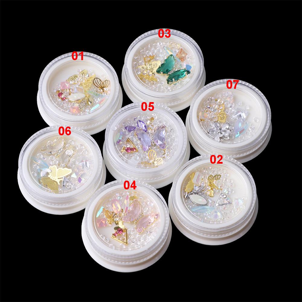 AROMA Phụ Kiện Trang Trí Móng Tay Hình Hoa Bướm 3D Bằng Hợp Kim Lấp Lánh