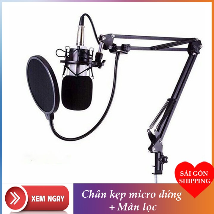 Chân đế micro kẹp bàn livestream Có Hộp