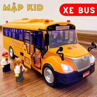 Đồ chơi ô tô xe buýt school bus cho trẻ em mở các cửa, có đèn, âm thanh,hành khách xe đồ chơi baby bus