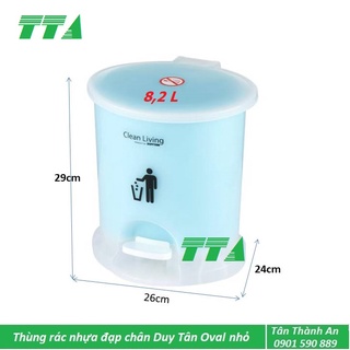 Thùng rác nhựa Duy Tân đạp chân oval cỡ nhỏ