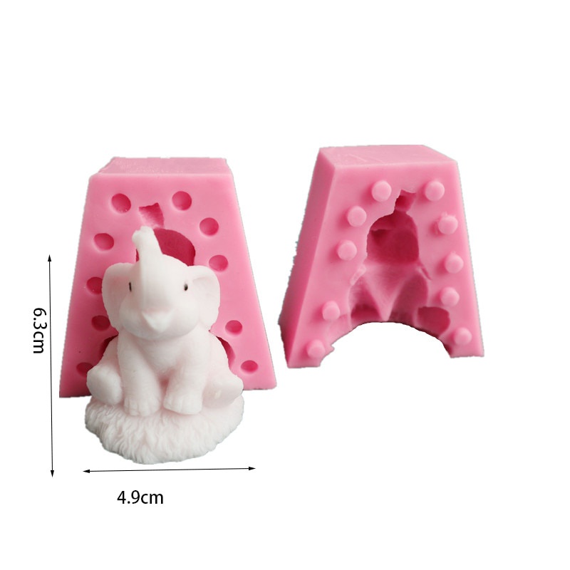Khuôn Silicone Tạo Hình Làm Nến Hình Chú Voi 3D DIY