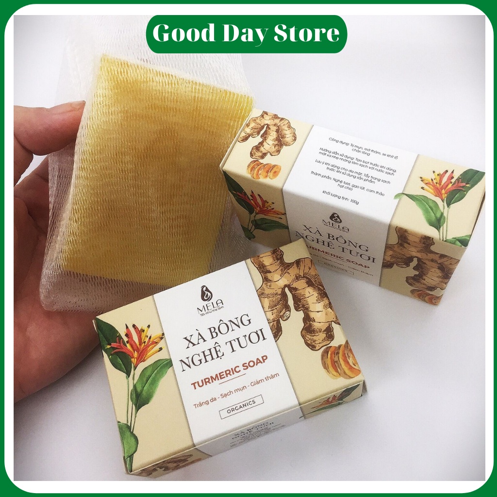 Xà Bông Nghệ Tươi Mela - Xà phòng nghệ thiên nhiên Handmade Natural Organic Soap 100g