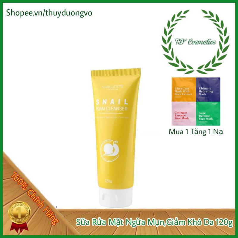 Sữa rửa mặt Snail trắng da , ngừa mụn giảm khô da 120ml