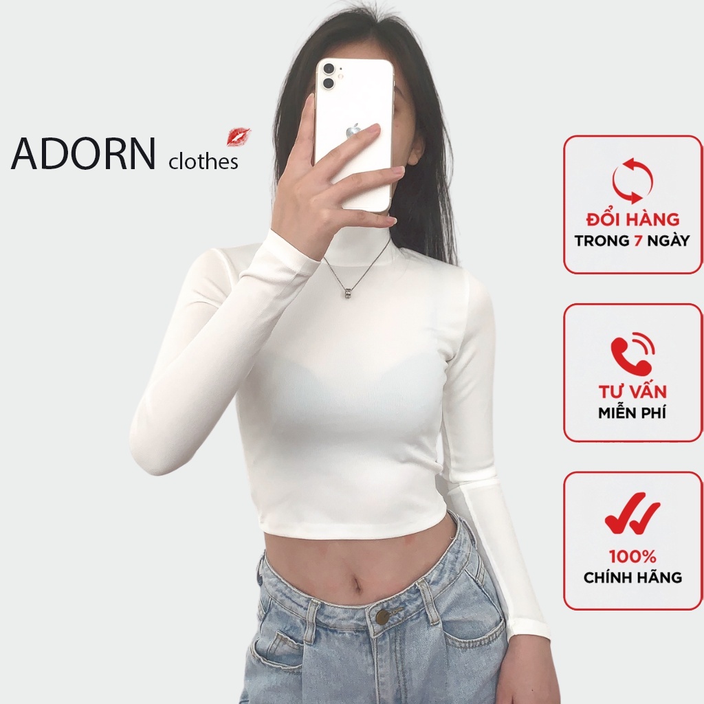 Áo croptop nữ sexy, cổ lọ tôn dáng. Vải tăm nhỏ loại 1 co dãn 4 chiều, đanh mịn không bai xù. VIE fashion 2110-07