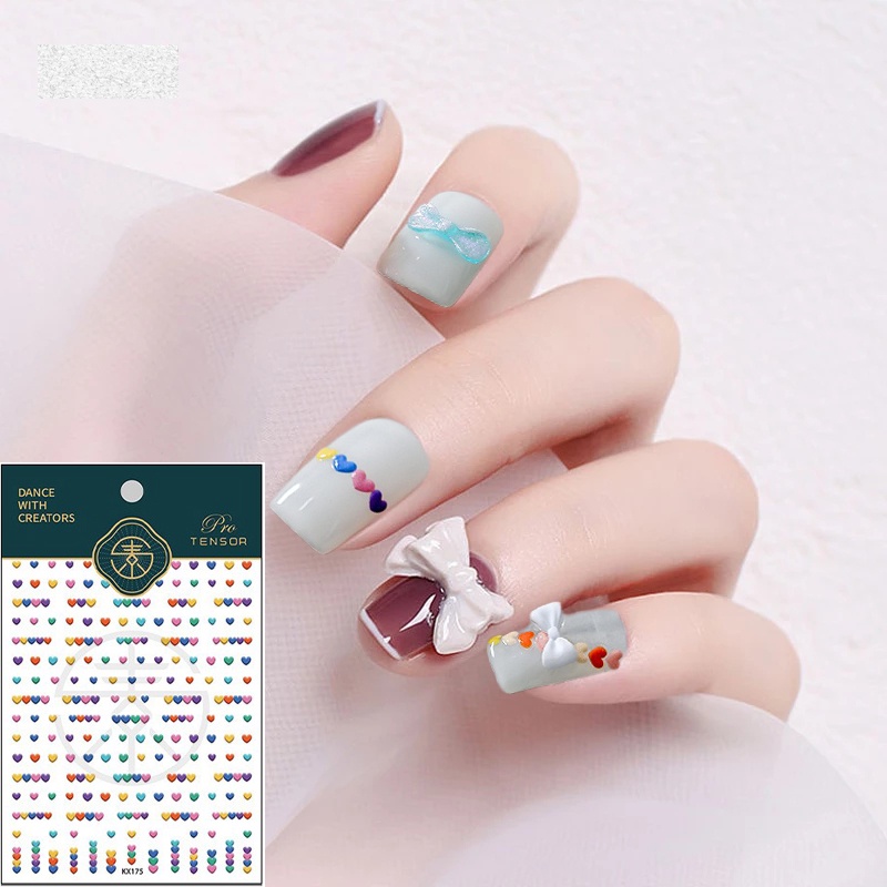 Miếng Dán Trang Trí Móng Tay Hình Trái Tim Nhiều Màu Độc Đáo DIY