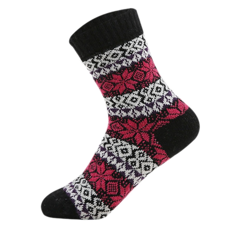 Đôi Vớ Dày Giữ Ấm Họa Tiết Hoa Tuyết Phong Cách Dân Tộc Cổ Điển Thời Trang Mùa