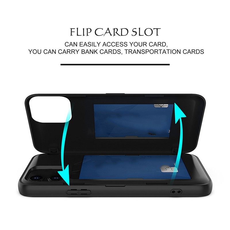 Flip Card Slot Holder Phone Case for iPhone 12 Pro Shockproof Protective Stand Cover