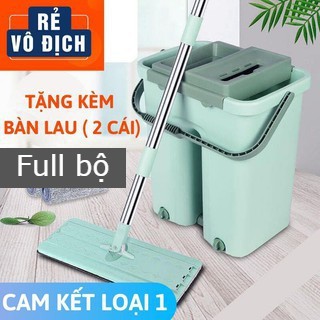 Bộ cây lau nhà thông minh tự vắt tặng thêm 1 bông lau kèm cả thùng loại to ( tổng 2 bông lau )