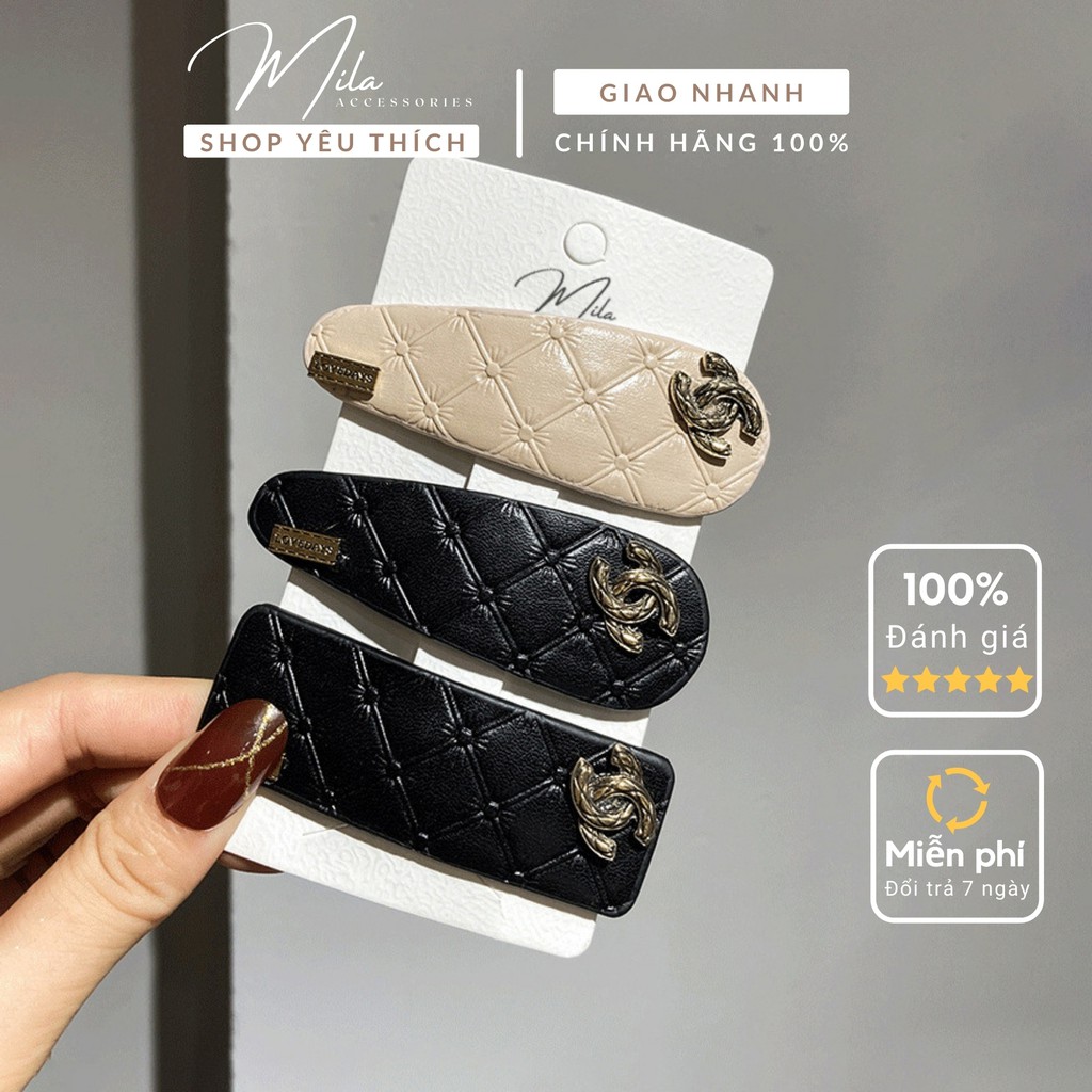 Kẹp tóc mái  nữ Hàn Quốc đẹp MILA KT108 ❤️SIÊU DỄ THƯƠNG❤️ bọc da cao cấp 3 mẫu lựa chọn Mila Accessories