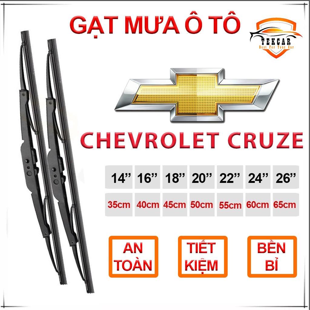[1 CẶP - CHEVROLET CRUZE ] Gạt mưa ô tô xe Chevrolet Cruze cần gạt kính khung xương sắt lưỡi silicon, thanh cần lưỡi gạt