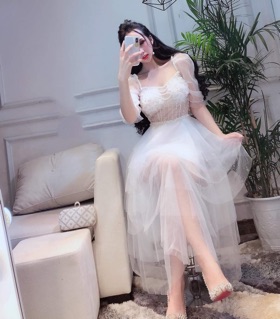 ĐẦM XÒE TAY PHỒNG ĐÍNH HOA 3D