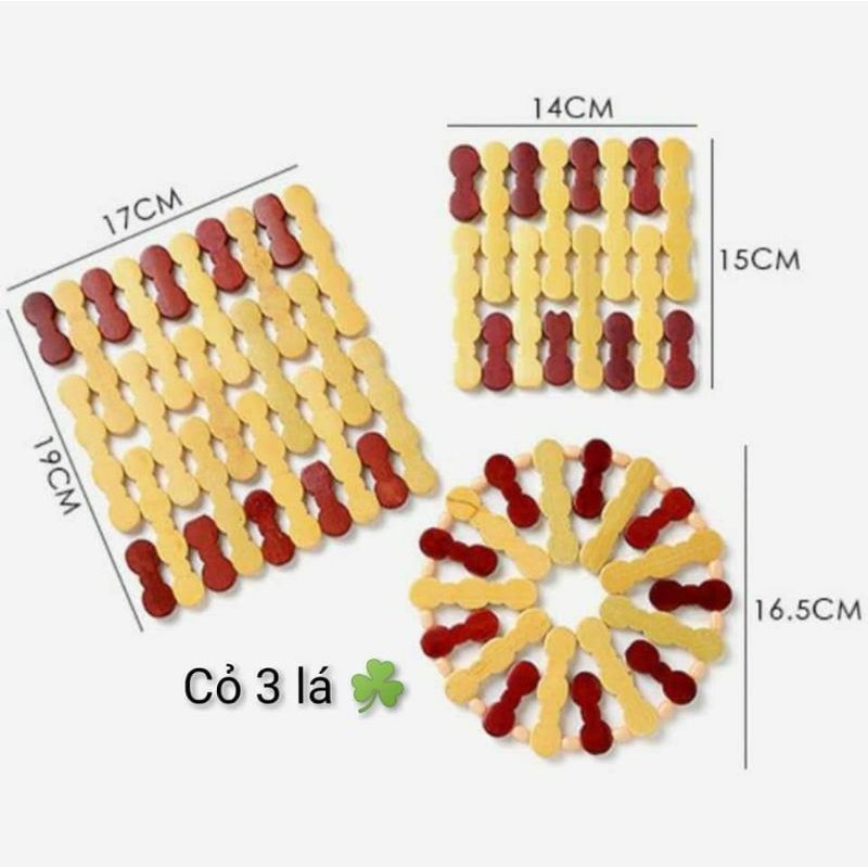 SALE LỖ Đế lót nồi cách nhiệt chất liệu gỗ phối màu mẫu chữ nhật và mẫu tròn, có thể trang trí nhà cửa, đạo cụ chụp ảnh