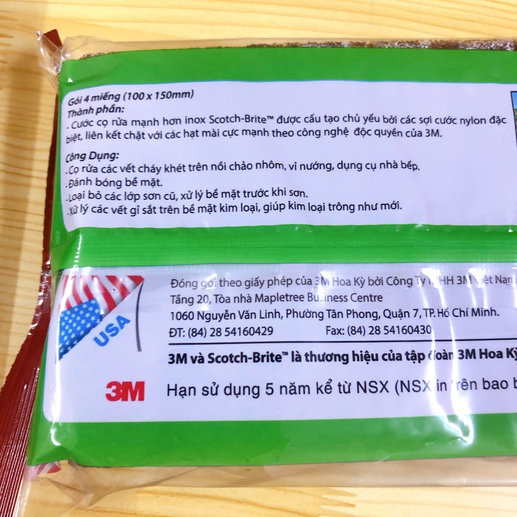 Gói 4 Miếng Cước Cọ Rửa Scotch-Brite 3M 7447 Mạnh Hơn Inox - Chữ Nhật (10x15cm) Hàng Chính Hãng – HIBUCENTER