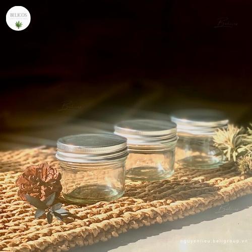 Cốc đựng nến thơm 100ml nắp bạc - Hũ thuỷ tinh trong suốt