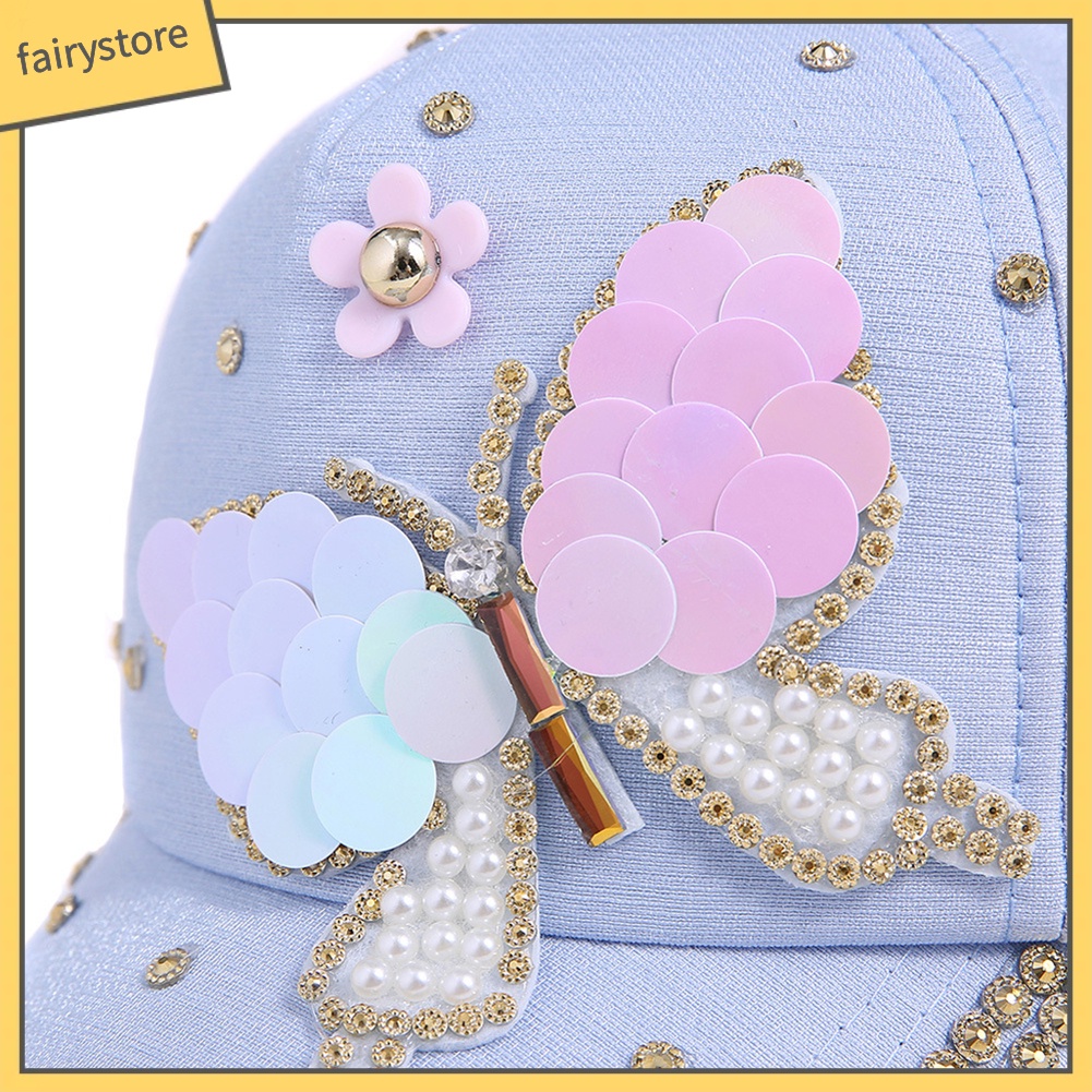 Mũ Lưỡi Trai Phối Lưới Hoạ Tiết Bướm Cho Nữ