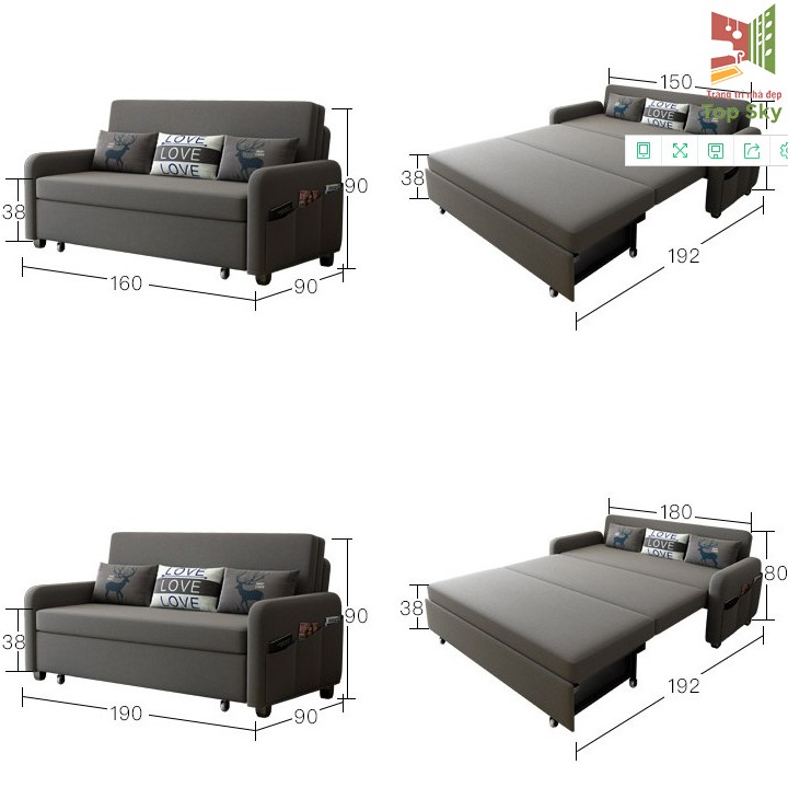 [ GIÁ TỐT] GHẾ SOFA THÔNG MINH, GIƯỜNG GẤP KHUNG THÉP CÓ NGĂN CHỨA ĐỒ, KT 1m9x1m9.