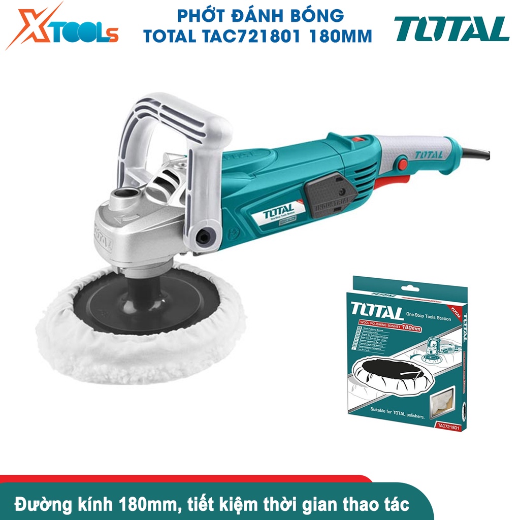 Phớt đánh bóng TOTAL TAC721801 180mm, nỉ đánh bóng mũ len thật 100% độ mịn cao xoá xước sơn xe ô tô [CHÍNH HÃNG][XTOOLS]