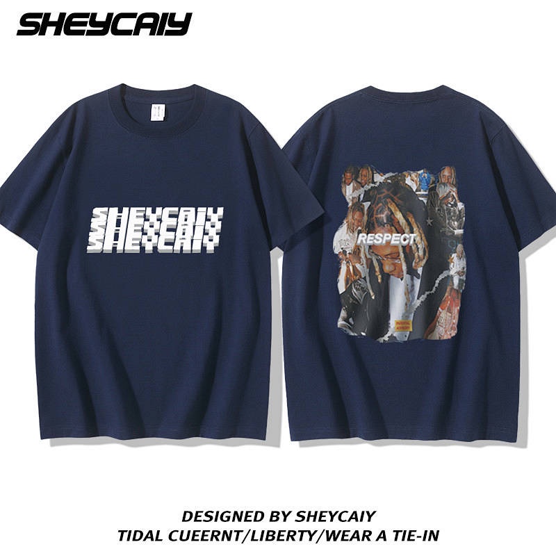 Summer Pure Cotton American Short-Sleeved T-shirt Men's Ins Harajuku Style Design Sense Niche Retro Easy Matching Loose Top T-shirt pOP4