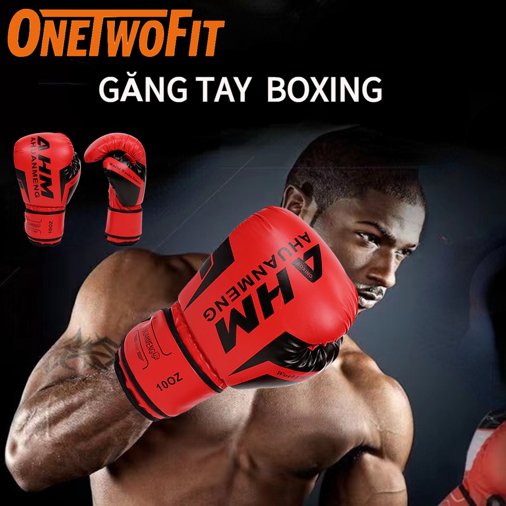 OneTwoFit cao cấp găng tay đấm bốc siêu bền đấm bốc đào tạo trẻ em người lớn găng Boxing,12OZ Găng Đấm Bốc ET004501