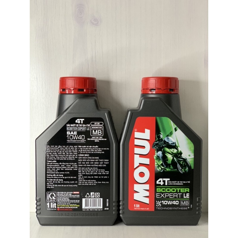 Nhớt Máy XE TAY GA Bán Tổng Hợp MOTUL SCOOTER EXPERT LE 10W40 API SM, JASO MB