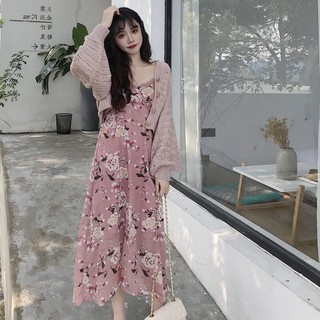 ĐẦM DÂY + ÁO KHOÁC LEN ULZZANG