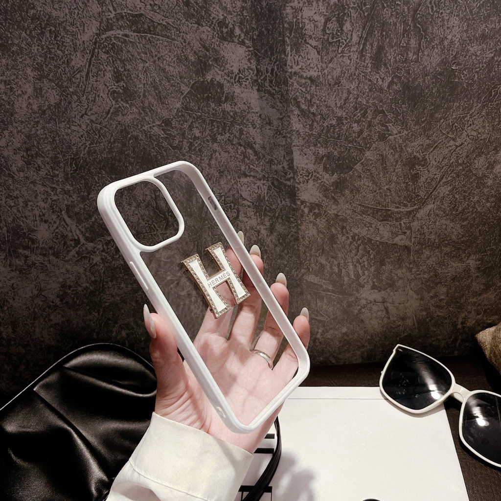 Ốp trong viền màu gắn chữ H đá nổi iphone 7plus/8plus/X/Xs/Xsmax/11/11pro/11promax/12/12pro/12promax/13/13pro/13promax