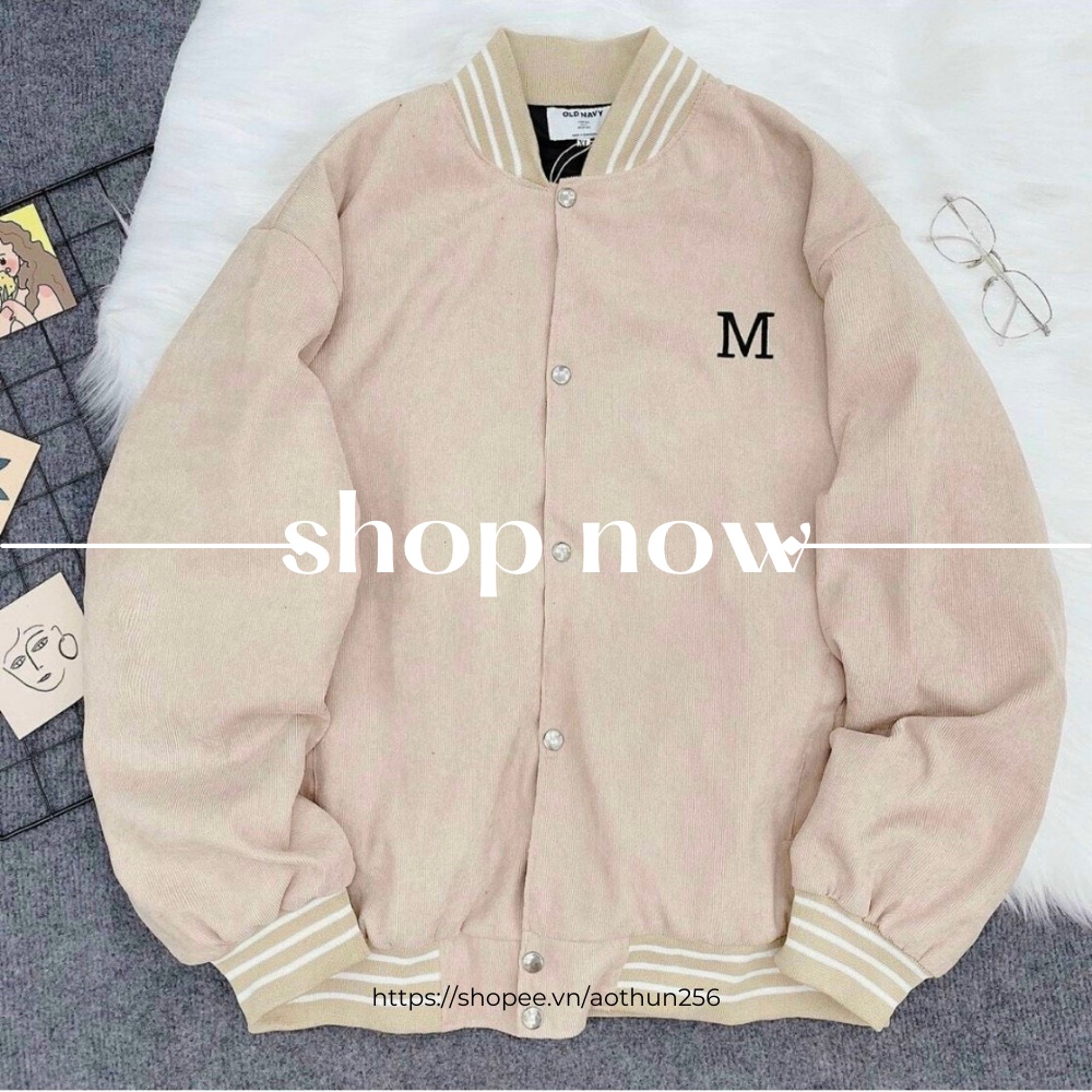 Áo khoác bomber nhung kaki nam nữ M11 chữ đơn giản basic, áo khoác thu đông unisex nam nữ phong cách ulzzang Hàn