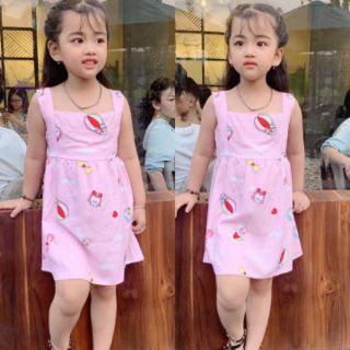 Váy lanh lụa 2 dây cực mềm, mát cho bé gái