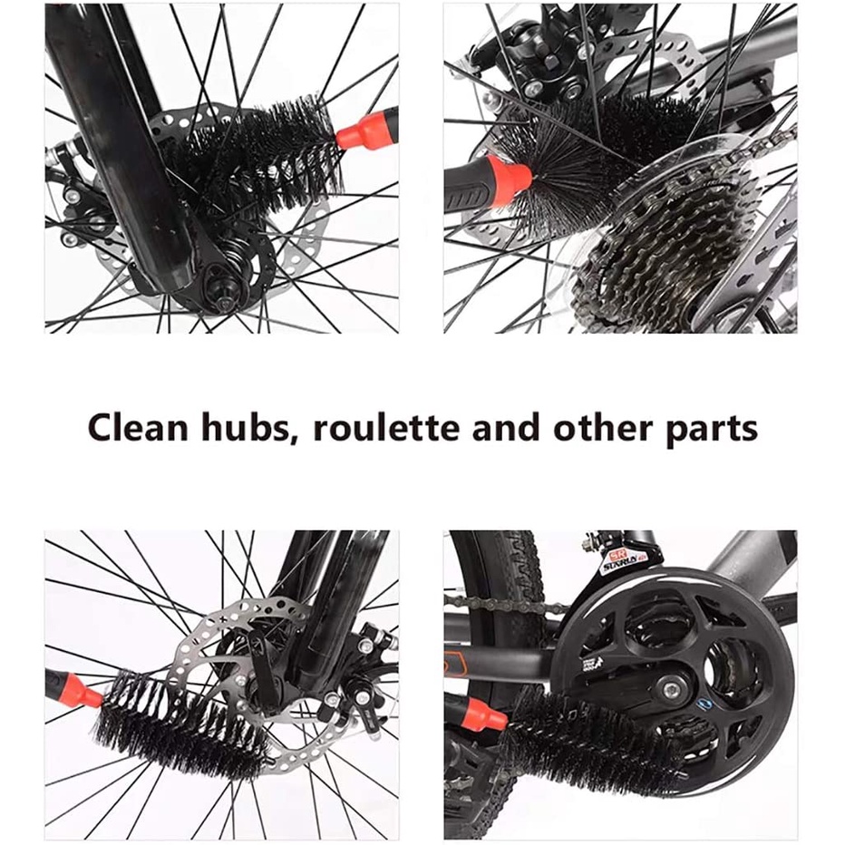 Bộ 3 Bàn Chải Vệ Sinh Xích Xe Đạp Bằng Nhựa Có Tay Cầm Chống Trượt Tiện Dụng Jp1