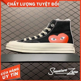 (FREESHIP+HỘP+QUÀ) Giày thể thao CV Chuck Taylor Play Heart CDG Đen in hình trái tim siêu đẹp cho nam và nữ