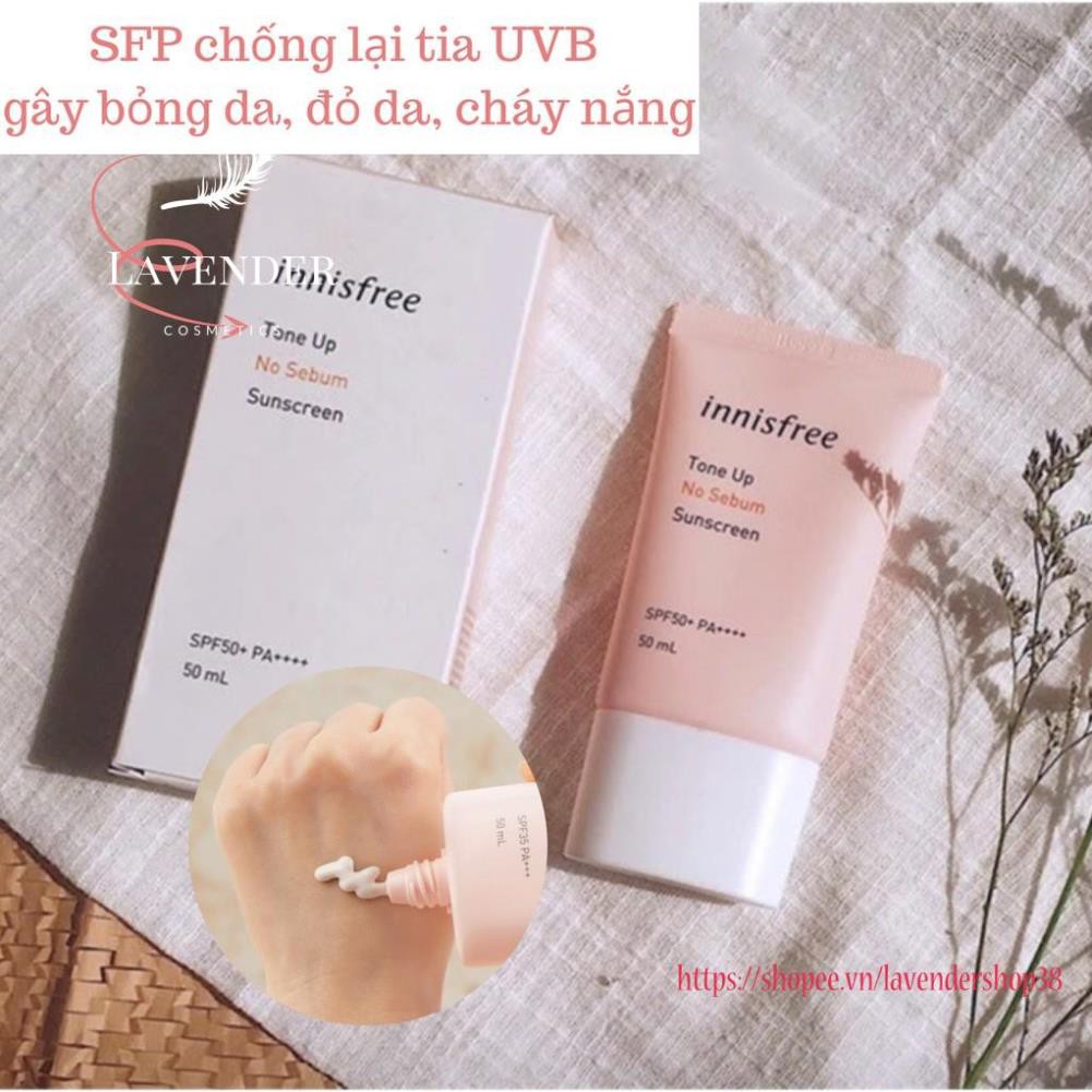 Kem Chống Nắng Innisfree Tone Up No Sebum Sunscreen SPF50+PA++++ 50ml (màu hồng)