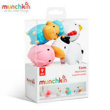 Bộ đồ chơi 4 sinh vật nông trại vui vẻ cho bé Munchkin - Chất liệu cao cấp an toàn cho bé