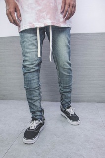 M1 stretch indigo zipper jeans