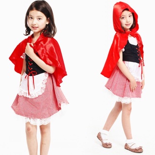 Bộ váy cô bé quàng khăn đỏ hóa trang Halloween cho bé từ 4-12 tuổi G0180A