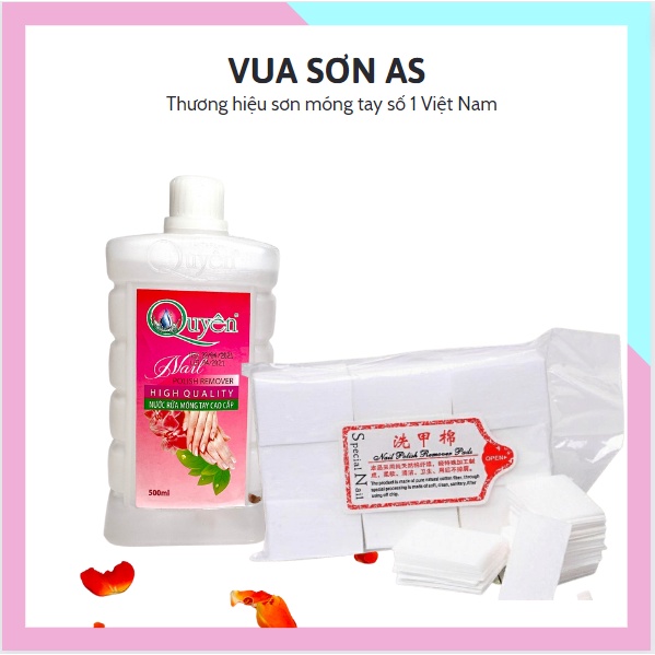 Bộ nước rửa móng Axeton giấy lau sơn gel phụ kiện nail VUA SƠN AS 500ml