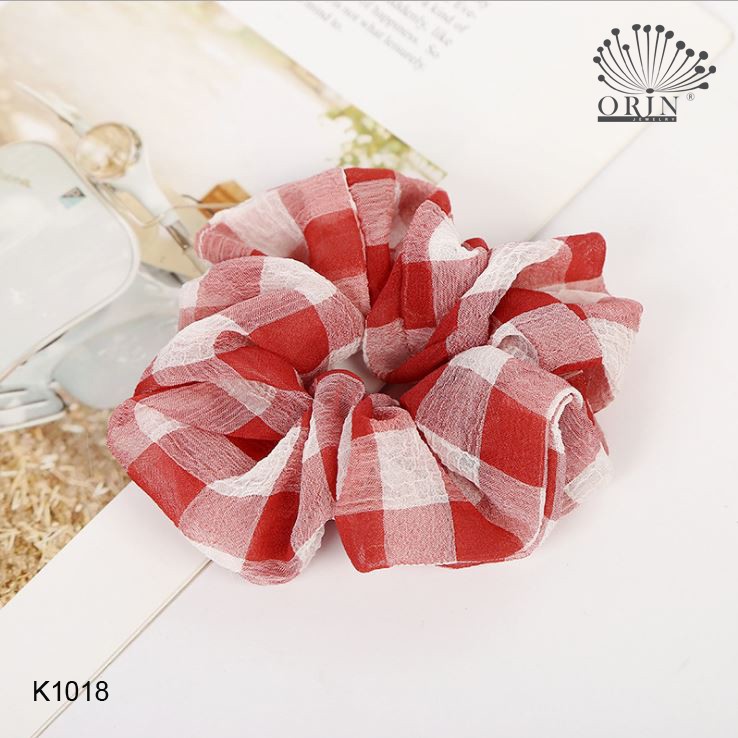 Cột tóc, buộc tóc vải scrunchies sọc caro HOT TREND Orin K1015 K1016 K1017 K1018 K1019 K1020