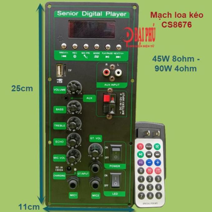 [Mã 159ELSALE hoàn 7% đơn 300K] Combo mạch loa kéo CS8676 loa 3 tấc đơn treble đôi