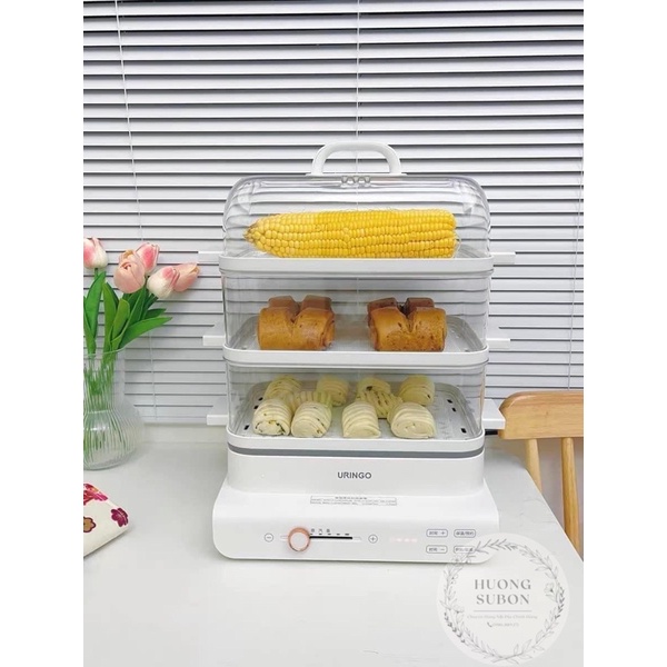 Nồi hấp điện đa năng URINGO 3 tầng  Dung tích 18L, phiên bản cao cấp, chính hãng , bảo hành 18 tháng